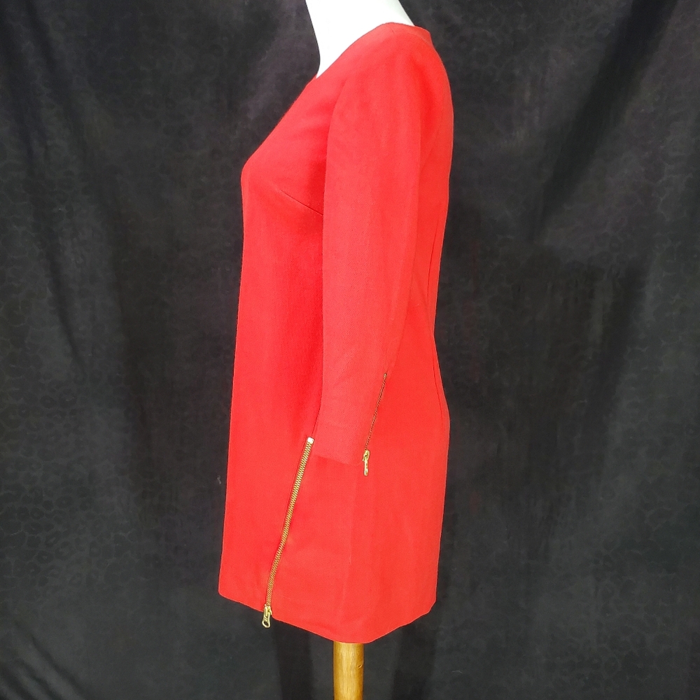 J. Crew Shift Dress Red with Zipper Accents Size 00P Holiday Classic Preppy - Picture 4 of 11